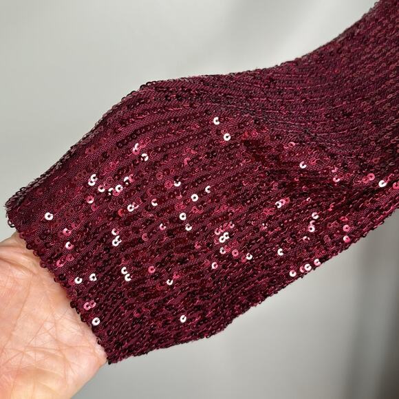 NWT IEENA for MAC DUGGAL 26395 Wine Sequin Wrap Evening Gown Women’s - Picture 5 of 10